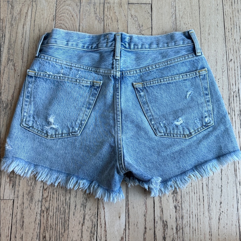 Agolde Women's Frayed Hem Jean Shorts - Light Blue - Picture 2 of 8